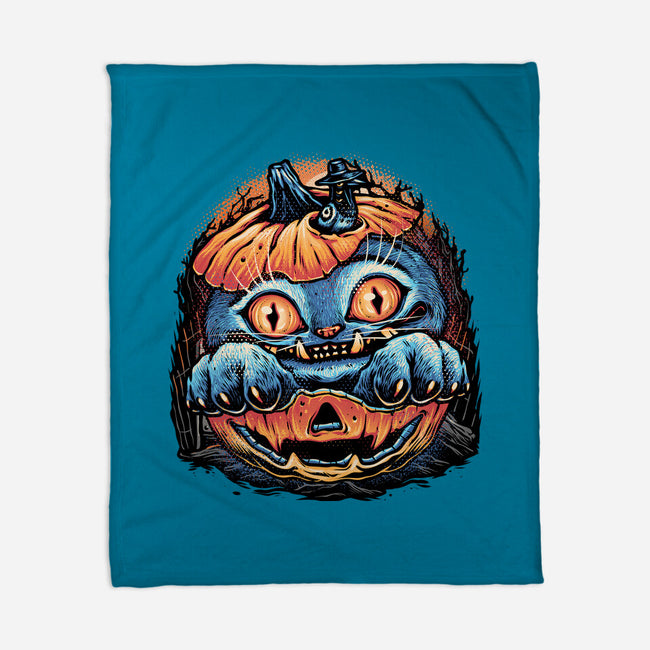 Blue Tiger Pumpkin-None-Fleece-Blanket-glitchygorilla