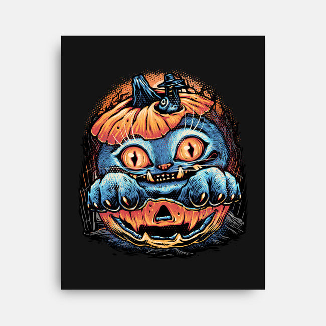 Blue Tiger Pumpkin-None-Stretched-Canvas-glitchygorilla