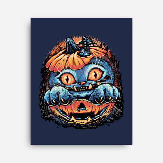 Blue Tiger Pumpkin-None-Stretched-Canvas-glitchygorilla
