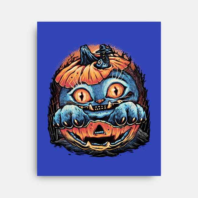 Blue Tiger Pumpkin-None-Stretched-Canvas-glitchygorilla