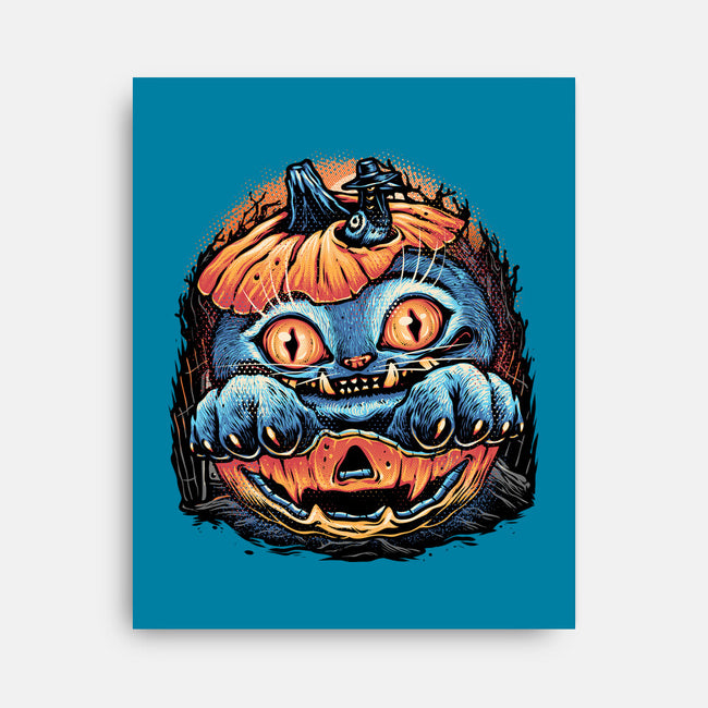 Blue Tiger Pumpkin-None-Stretched-Canvas-glitchygorilla