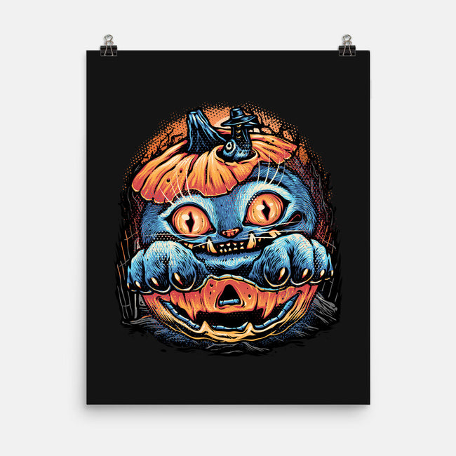 Blue Tiger Pumpkin-None-Matte-Poster-glitchygorilla