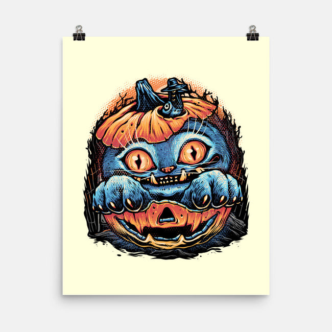 Blue Tiger Pumpkin-None-Matte-Poster-glitchygorilla