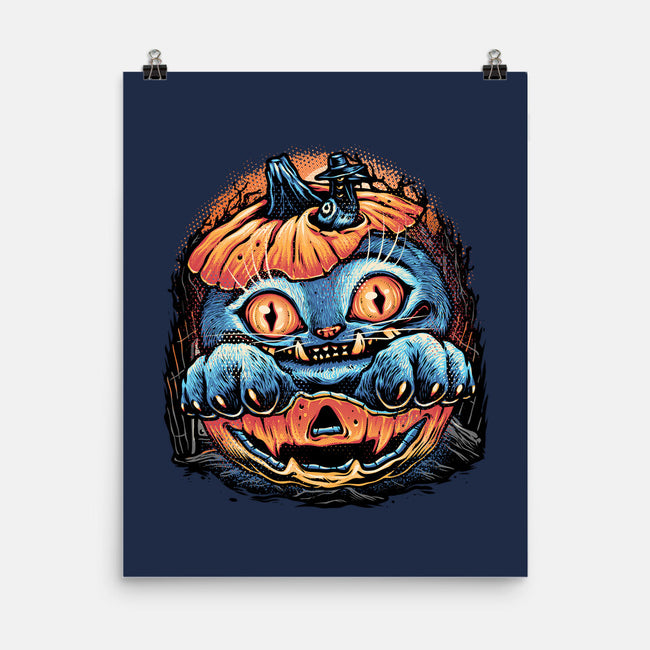 Blue Tiger Pumpkin-None-Matte-Poster-glitchygorilla