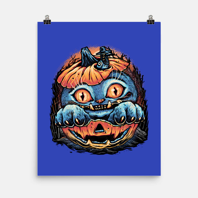 Blue Tiger Pumpkin-None-Matte-Poster-glitchygorilla