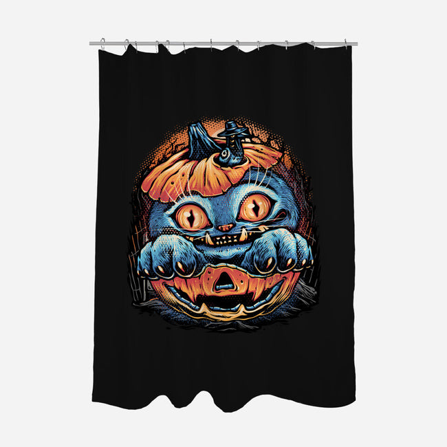 Blue Tiger Pumpkin-None-Polyester-Shower Curtain-glitchygorilla