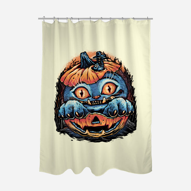 Blue Tiger Pumpkin-None-Polyester-Shower Curtain-glitchygorilla