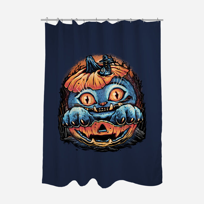 Blue Tiger Pumpkin-None-Polyester-Shower Curtain-glitchygorilla