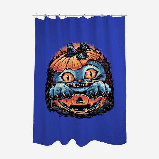 Blue Tiger Pumpkin-None-Polyester-Shower Curtain-glitchygorilla