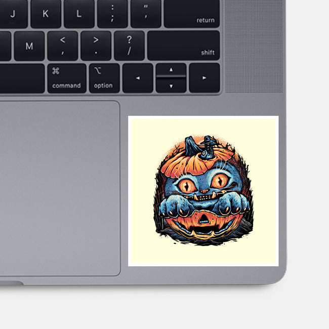 Blue Tiger Pumpkin-None-Glossy-Sticker-glitchygorilla