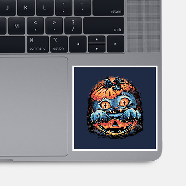 Blue Tiger Pumpkin-None-Glossy-Sticker-glitchygorilla