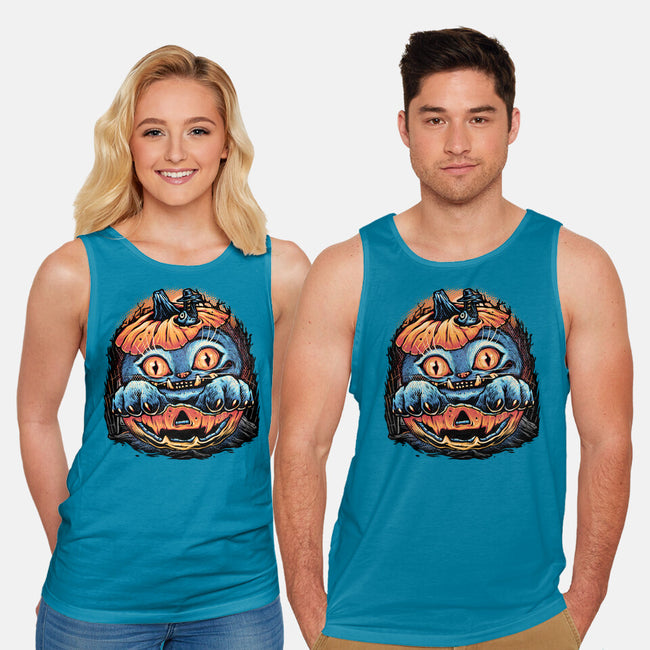 Blue Tiger Pumpkin-Unisex-Basic-Tank-glitchygorilla