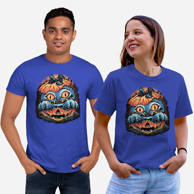 Blue Tiger Pumpkin-Unisex-Basic-Tee-glitchygorilla
