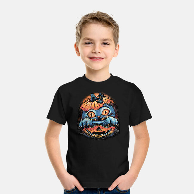 Blue Tiger Pumpkin-Youth-Basic-Tee-glitchygorilla