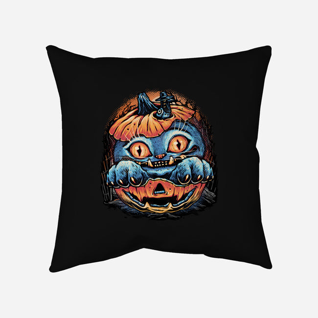 Blue Tiger Pumpkin-None-Removable Cover w Insert-Throw Pillow-glitchygorilla