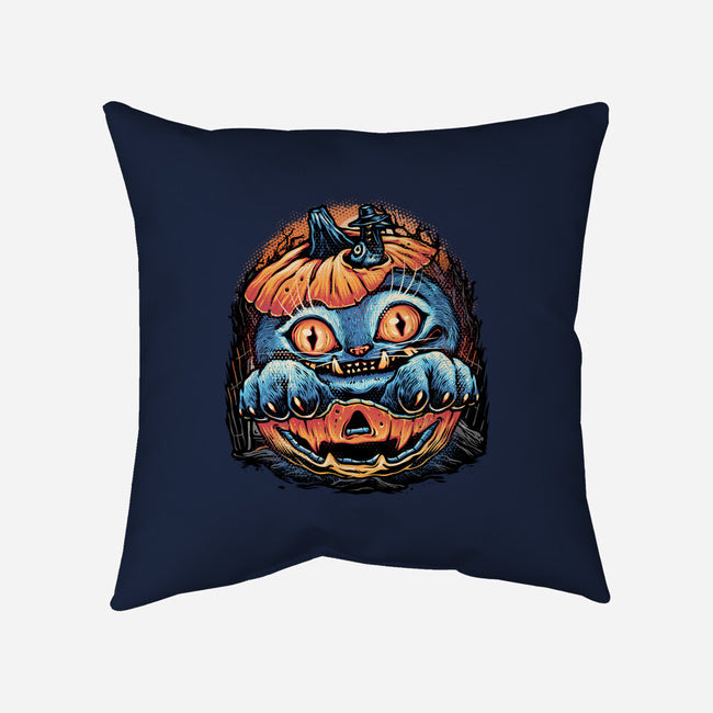 Blue Tiger Pumpkin-None-Removable Cover w Insert-Throw Pillow-glitchygorilla