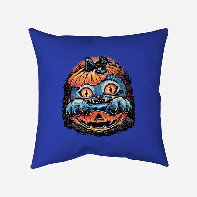 Blue Tiger Pumpkin-None-Removable Cover w Insert-Throw Pillow-glitchygorilla