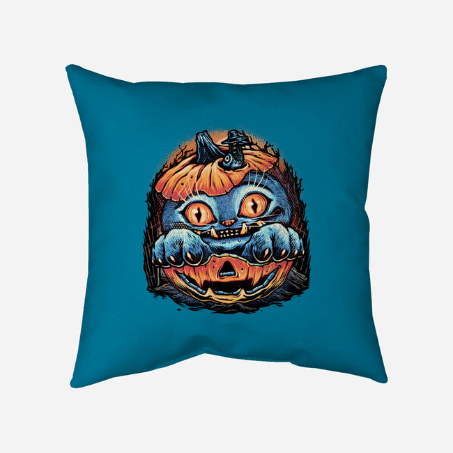 Blue Tiger Pumpkin-None-Removable Cover w Insert-Throw Pillow-glitchygorilla