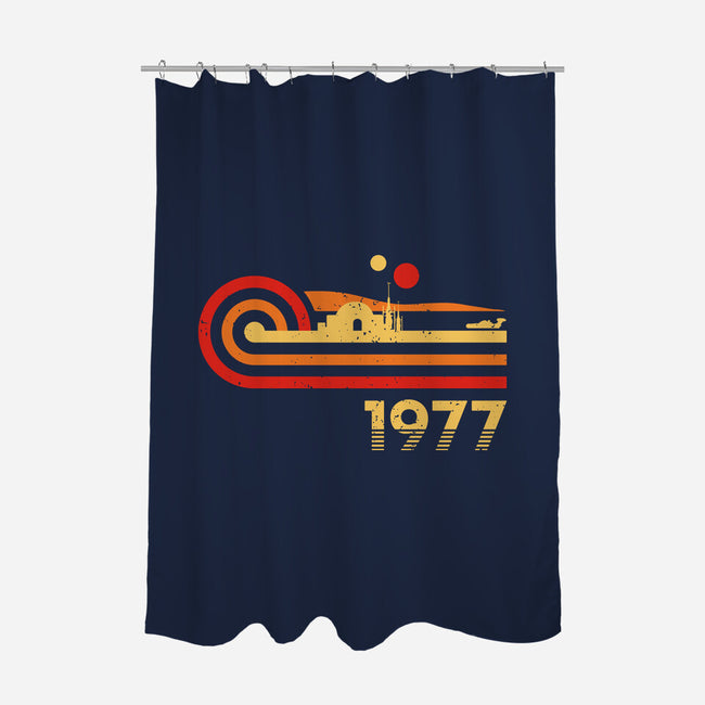 Retro Vintage Desert Planet-None-Polyester-Shower Curtain-retrodivision