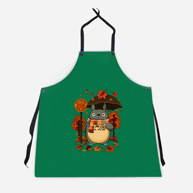 Autumn Bus Stop-Unisex-Kitchen-Apron-JamesQJO