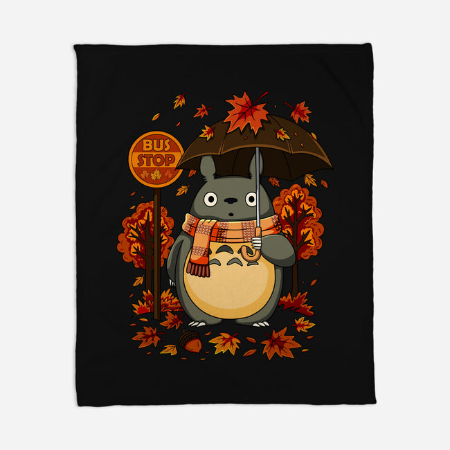 Autumn Bus Stop-None-Fleece-Blanket-JamesQJO