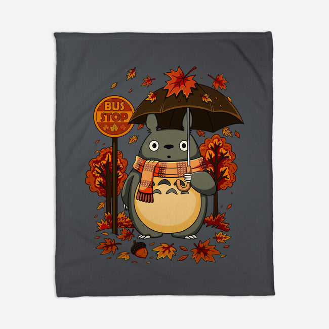 Autumn Bus Stop-None-Fleece-Blanket-JamesQJO