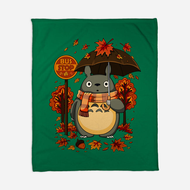 Autumn Bus Stop-None-Fleece-Blanket-JamesQJO