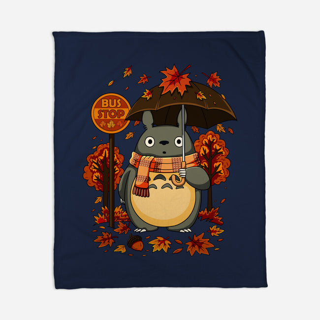 Autumn Bus Stop-None-Fleece-Blanket-JamesQJO