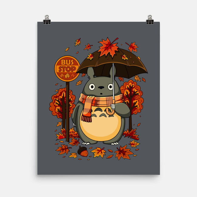 Autumn Bus Stop-None-Matte-Poster-JamesQJO
