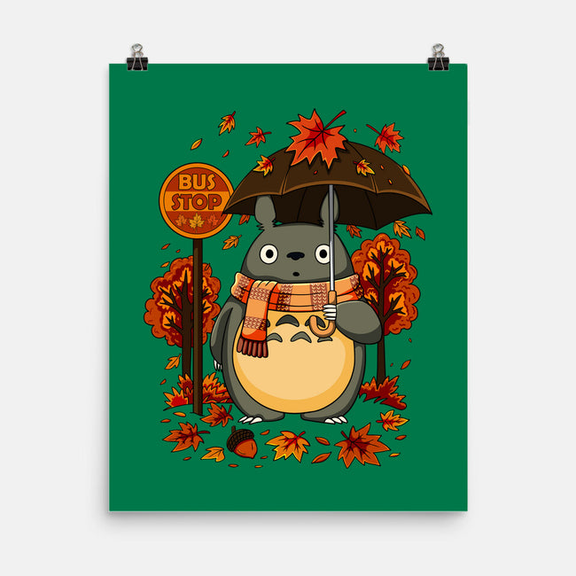 Autumn Bus Stop-None-Matte-Poster-JamesQJO