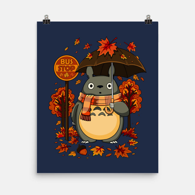 Autumn Bus Stop-None-Matte-Poster-JamesQJO