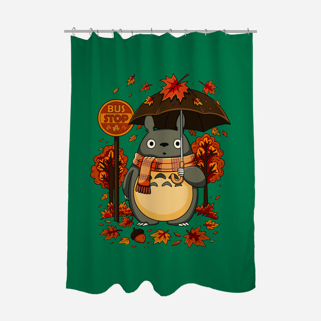 Autumn Bus Stop-None-Polyester-Shower Curtain-JamesQJO