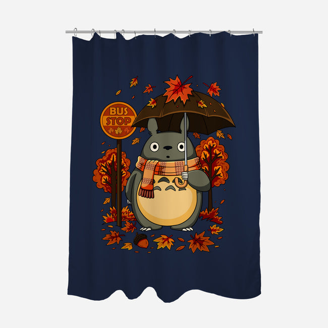 Autumn Bus Stop-None-Polyester-Shower Curtain-JamesQJO