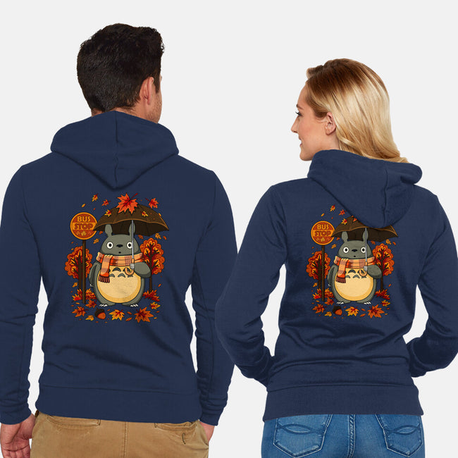Autumn Bus Stop-Unisex-Zip-Up-Sweatshirt-JamesQJO