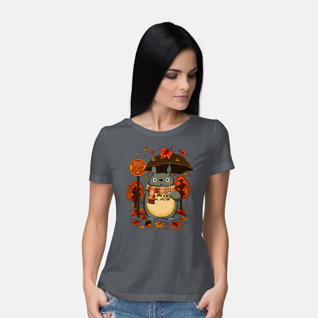 Autumn Bus Stop-Womens-Basic-Tee-JamesQJO