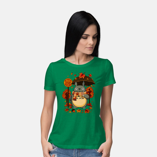 Autumn Bus Stop-Womens-Basic-Tee-JamesQJO