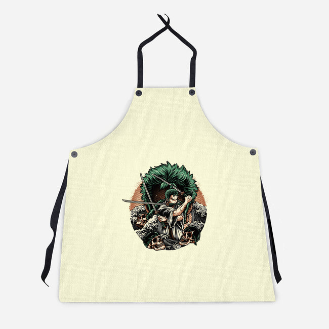 Three Sword Hunter-Unisex-Kitchen-Apron-glitchygorilla