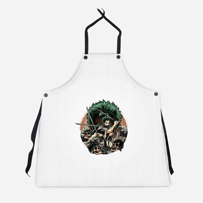 Three Sword Hunter-Unisex-Kitchen-Apron-glitchygorilla
