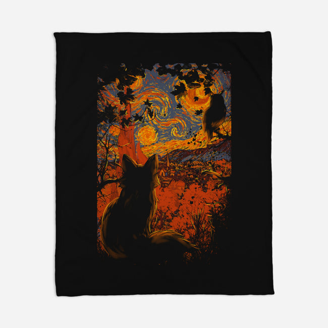 Autumn In Starry Night-None-Fleece-Blanket-fanfabio