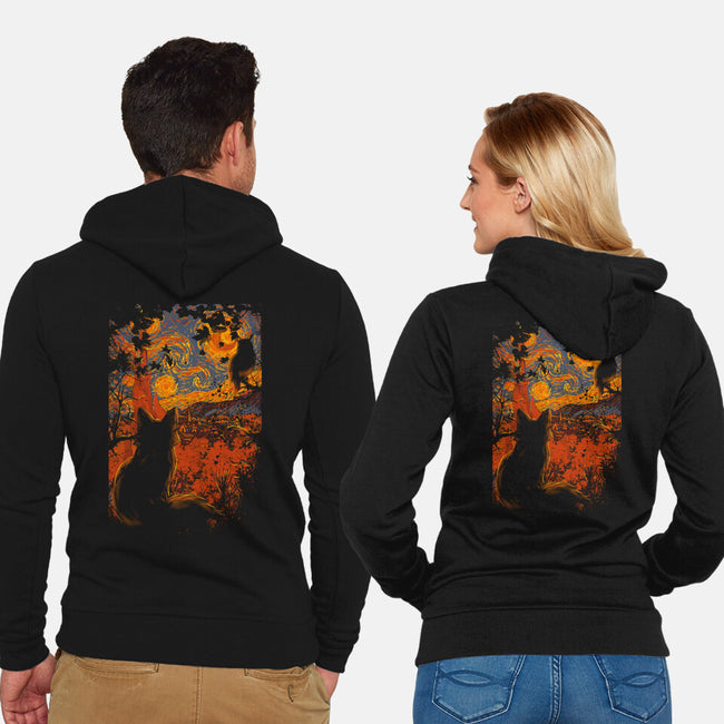 Autumn In Starry Night-Unisex-Zip-Up-Sweatshirt-fanfabio