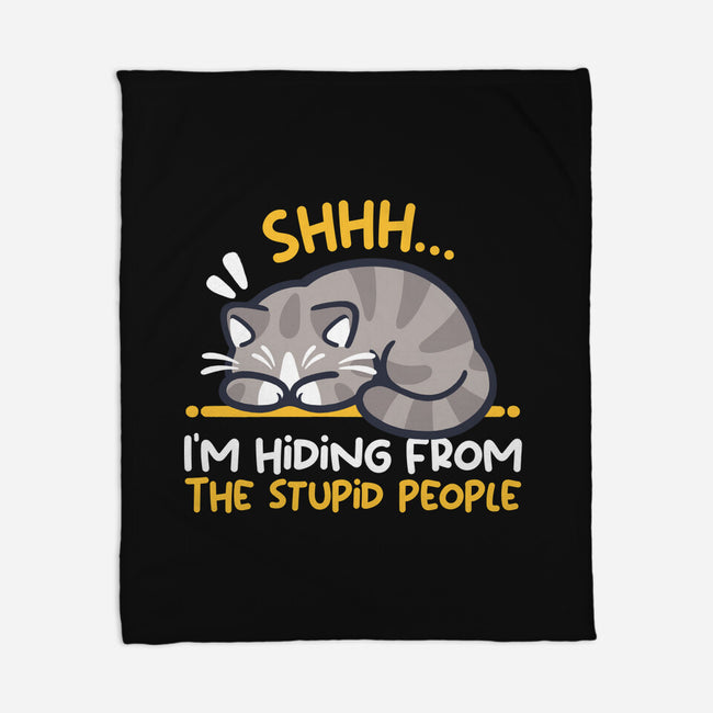 Hiding From The Stupid People-None-Fleece-Blanket-NemiMakeit