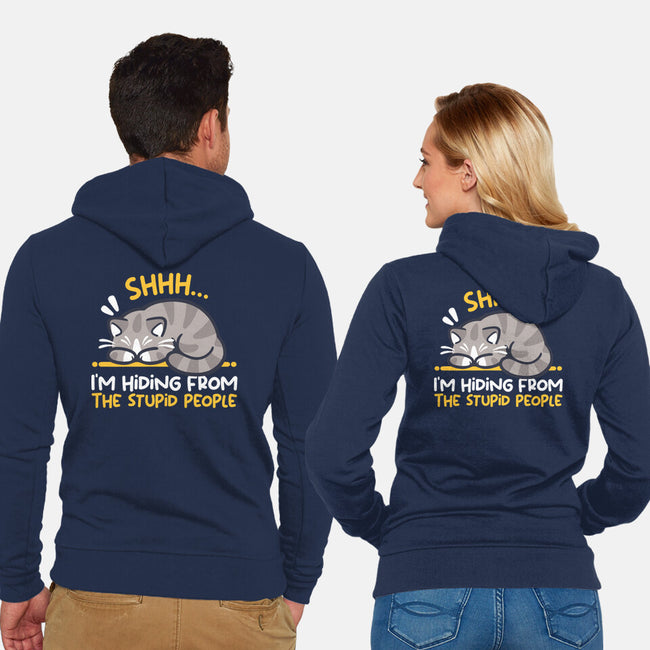 Hiding From The Stupid People-Unisex-Zip-Up-Sweatshirt-NemiMakeit
