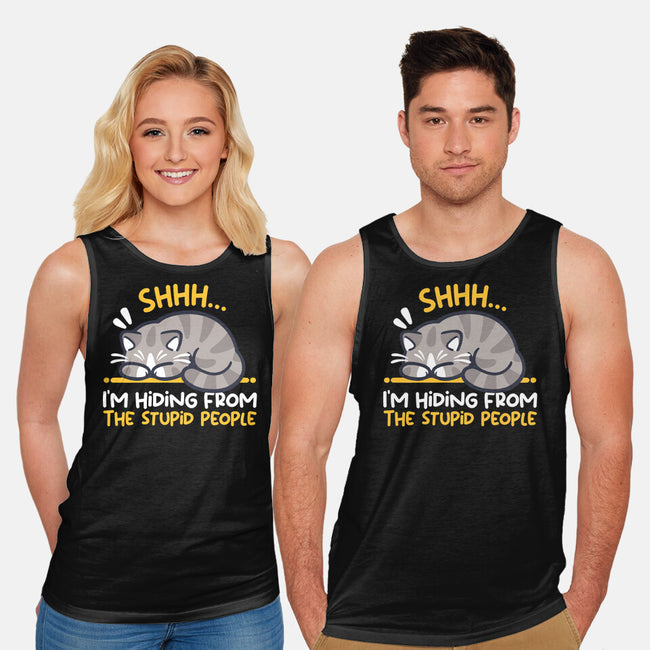 Hiding From The Stupid People-Unisex-Basic-Tank-NemiMakeit