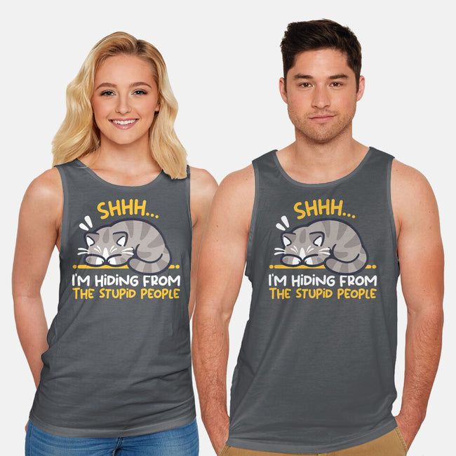 Hiding From The Stupid People-Unisex-Basic-Tank-NemiMakeit