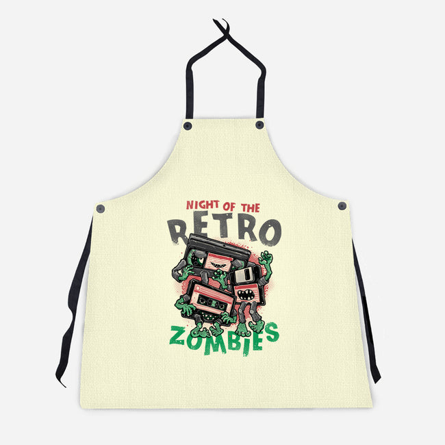 Night Of The Retro Zombies-Unisex-Kitchen-Apron-glitchygorilla