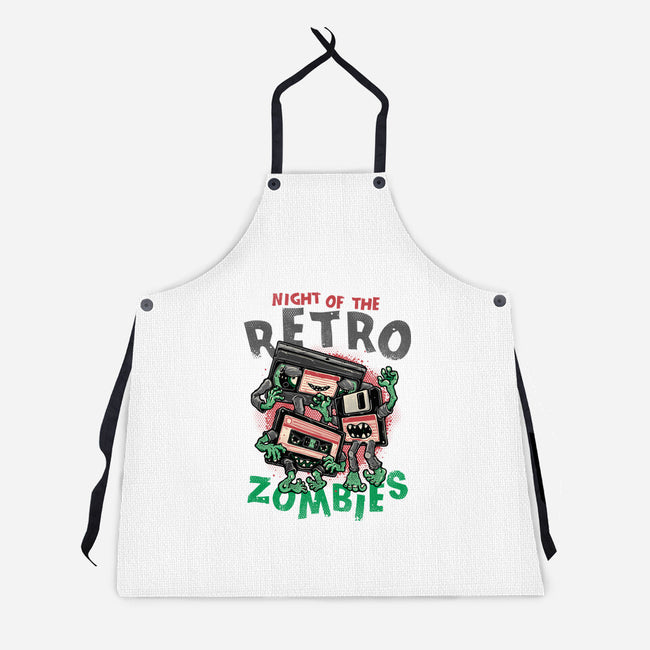 Night Of The Retro Zombies-Unisex-Kitchen-Apron-glitchygorilla