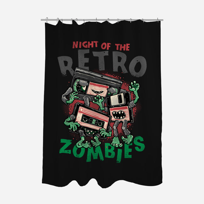 Night Of The Retro Zombies-None-Polyester-Shower Curtain-glitchygorilla