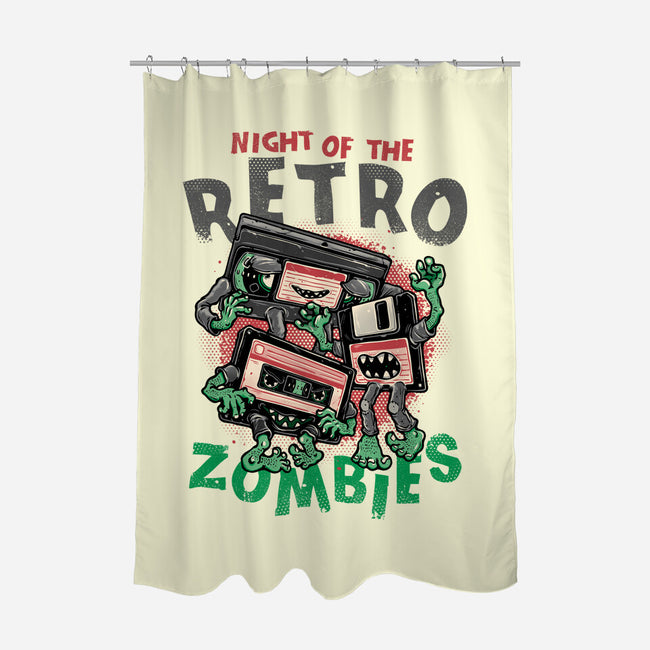 Night Of The Retro Zombies-None-Polyester-Shower Curtain-glitchygorilla