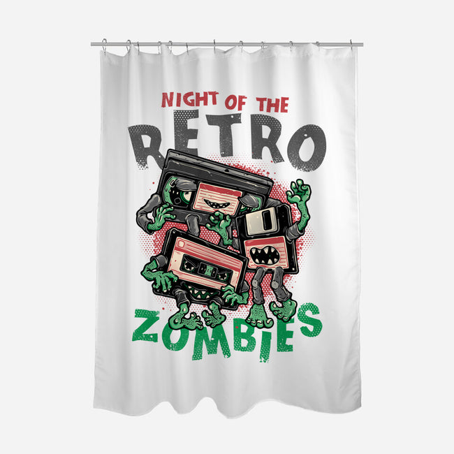 Night Of The Retro Zombies-None-Polyester-Shower Curtain-glitchygorilla