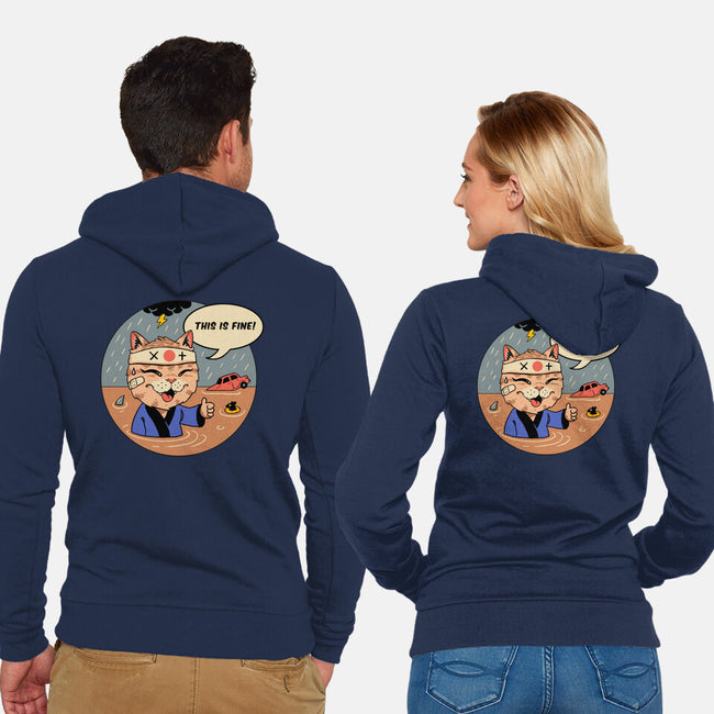 This Is Fine Meowster-Unisex-Zip-Up-Sweatshirt-vp021